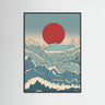 The Crimson Sun & Cresting Waves
