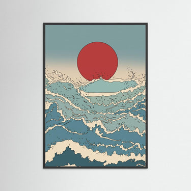 The Crimson Sun & Cresting Waves