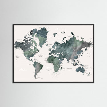 The Sage Watercolour World Map Print