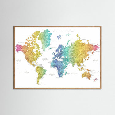 The Rainbow Watercolour World Map Print
