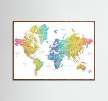 The Rainbow Watercolour World Map Print