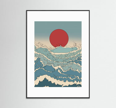 The Crimson Sun & Cresting Waves