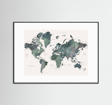 The Sage Watercolour World Map Print