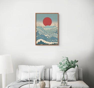 The Crimson Sun & Cresting Waves