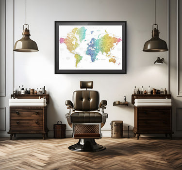 The Rainbow Watercolour World Map Print