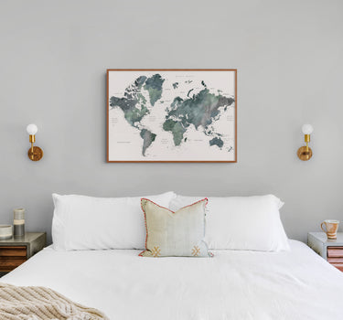 The Sage Watercolour World Map Print